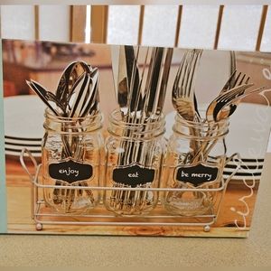 Mason Jars Set of 3 with Caddy